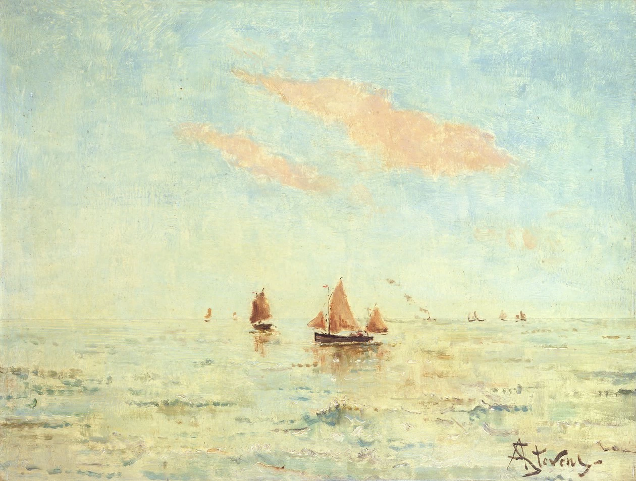 Alfred Émile Stevens - Il Mare al Largo di Treport, c.1880